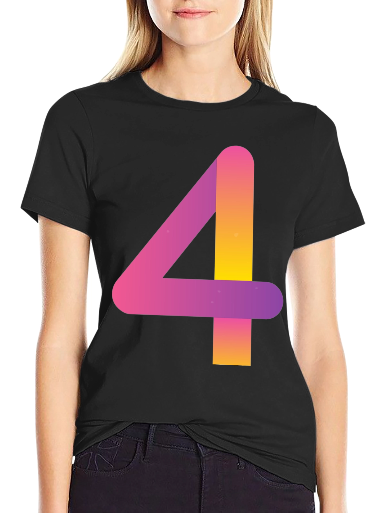 Gradient Number 4 Graphic Tee - Soft Cotton Blend