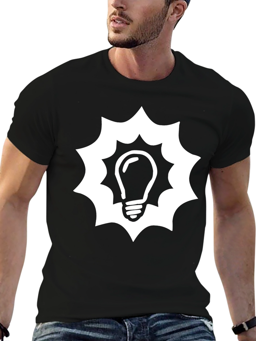 Idea Bulb Graphic T-Shirt - Black