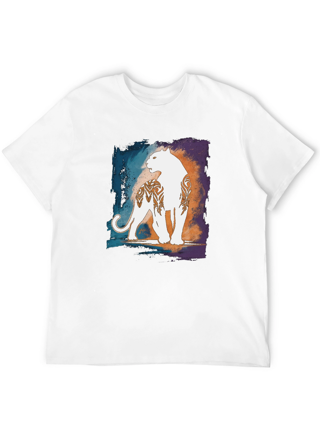 Graphic Black T-Shirt with White Panther Design