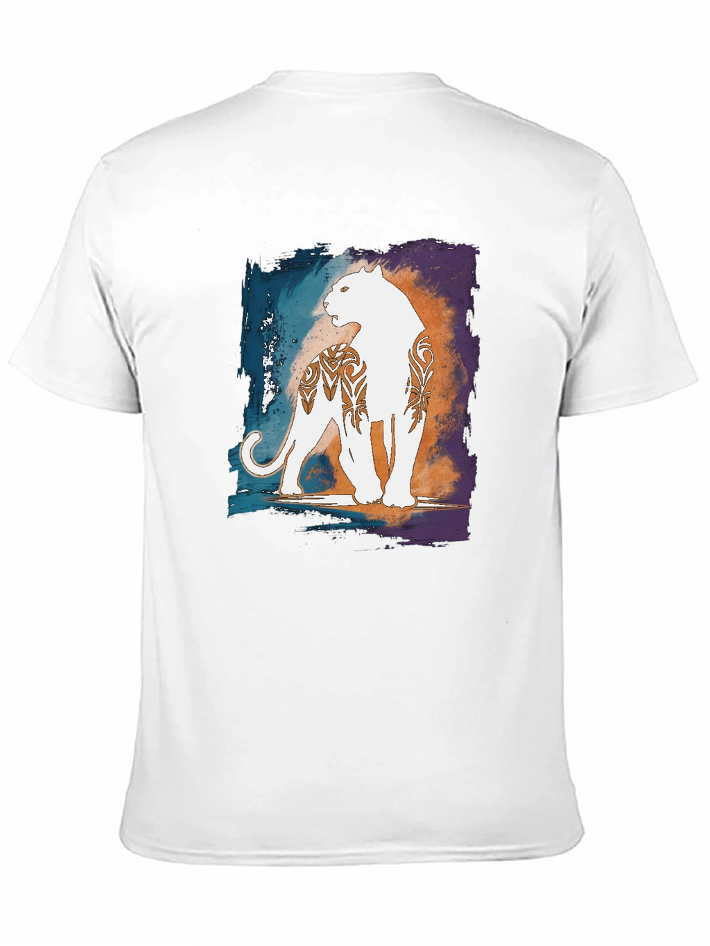 Graphic Black T-Shirt with White Panther Design