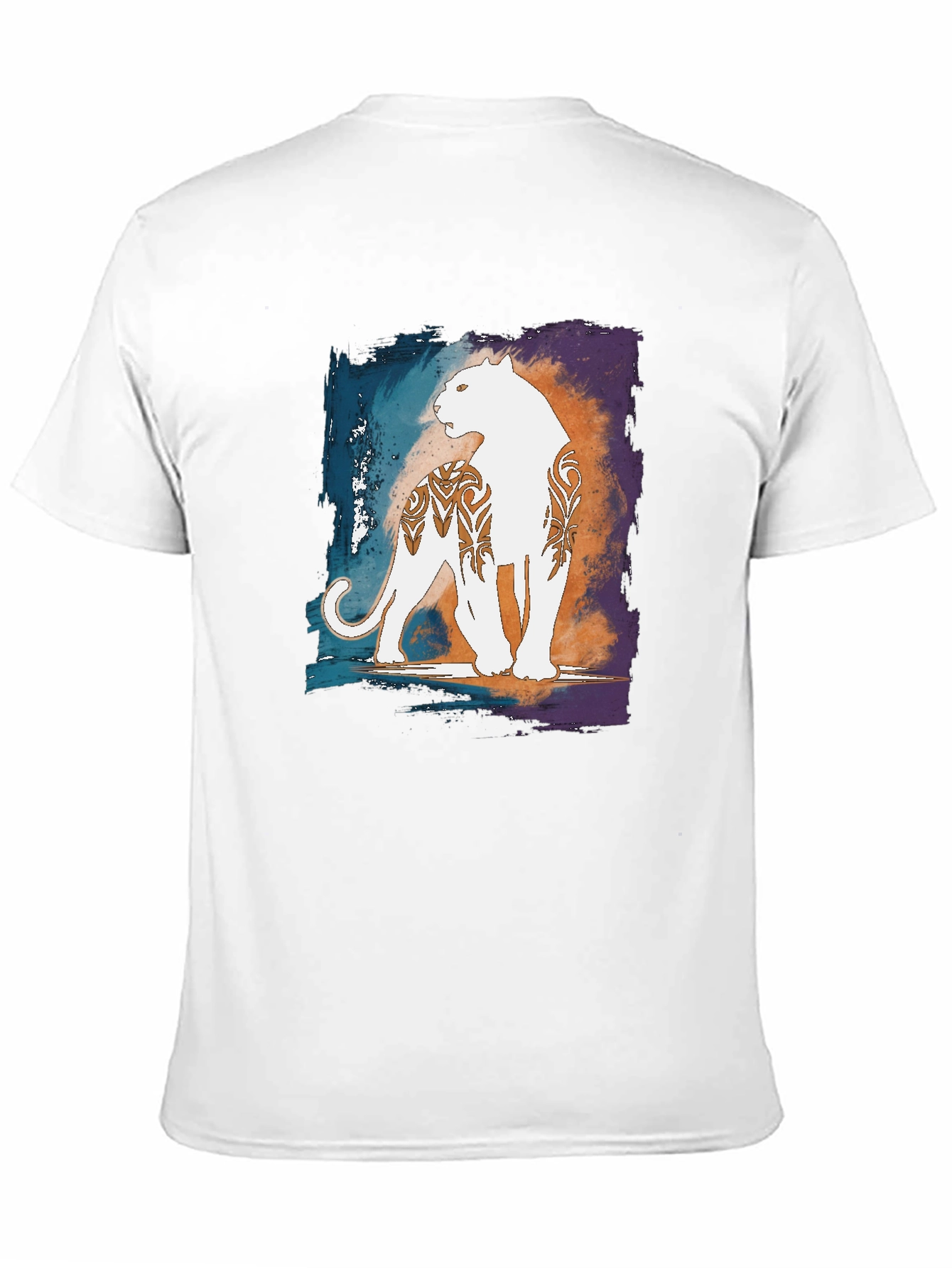 Graphic Black T-Shirt with White Panther Design