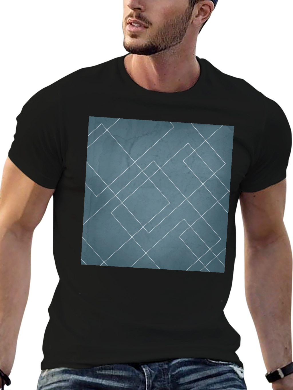 Geometric Line Art Graphic Tee - Modern Style