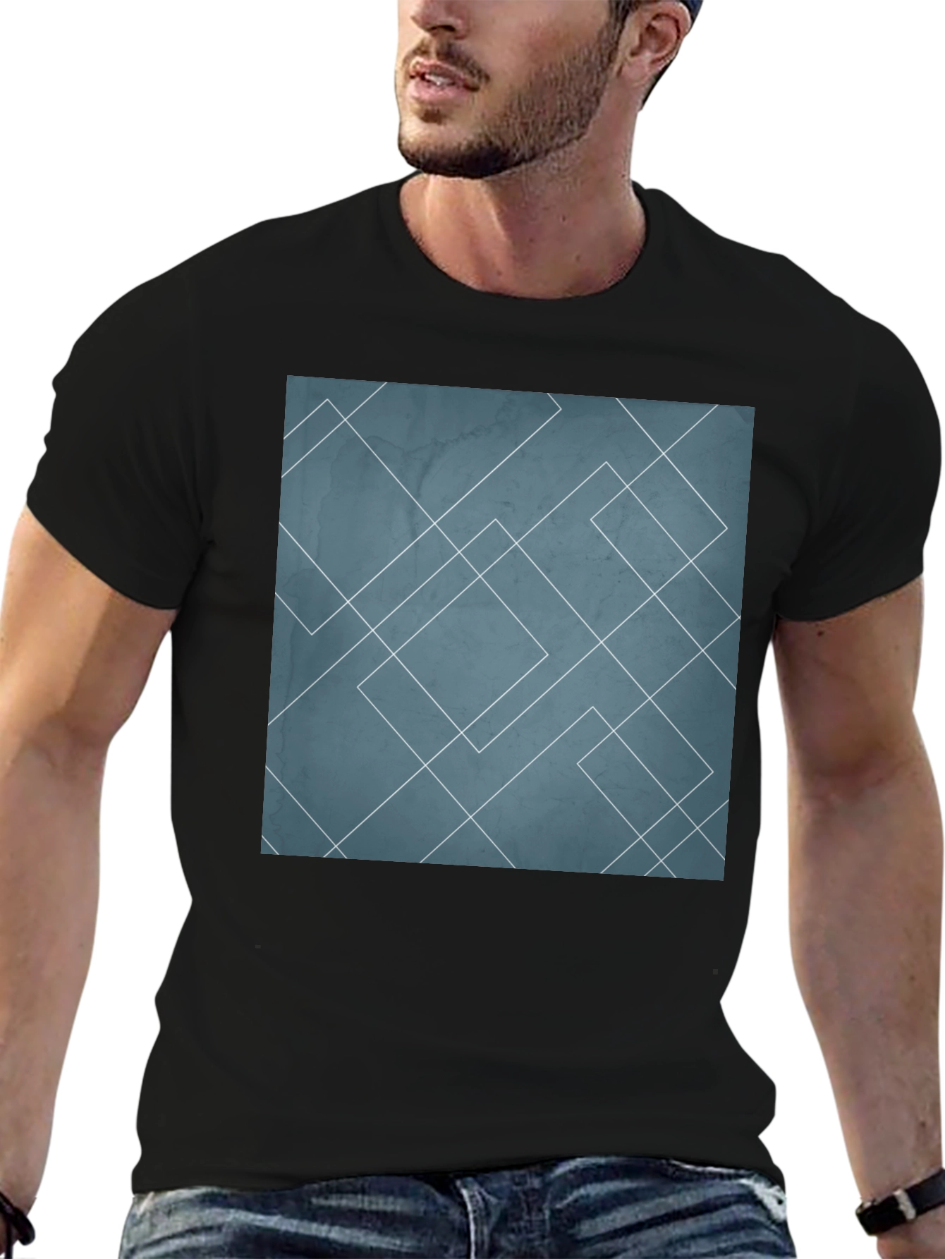 Geometric Line Art Graphic Tee - Modern Style