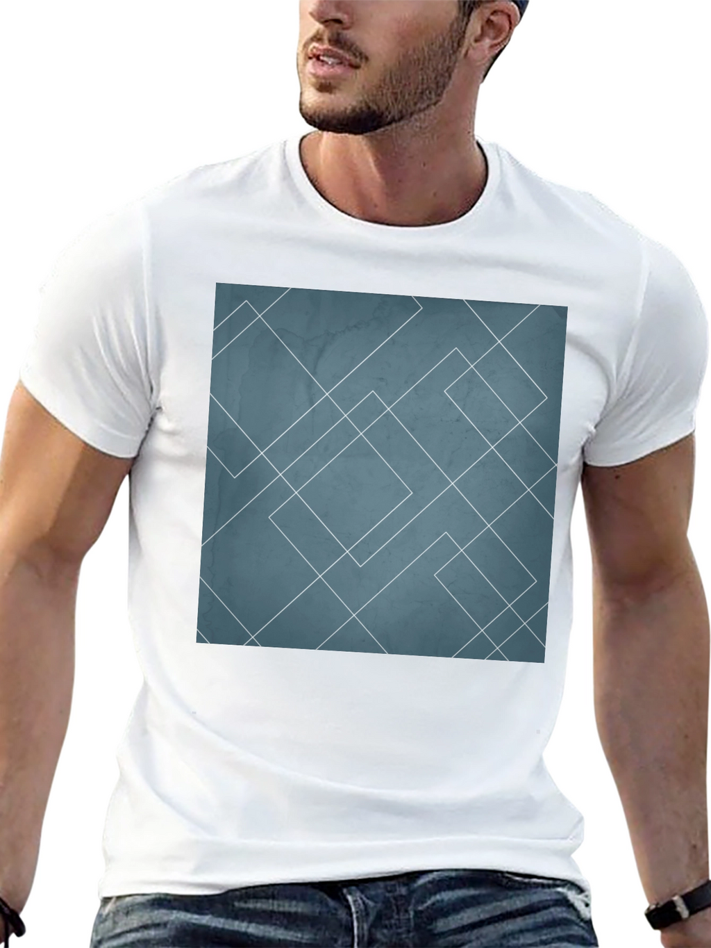 Geometric Line Art Graphic Tee - Modern Style