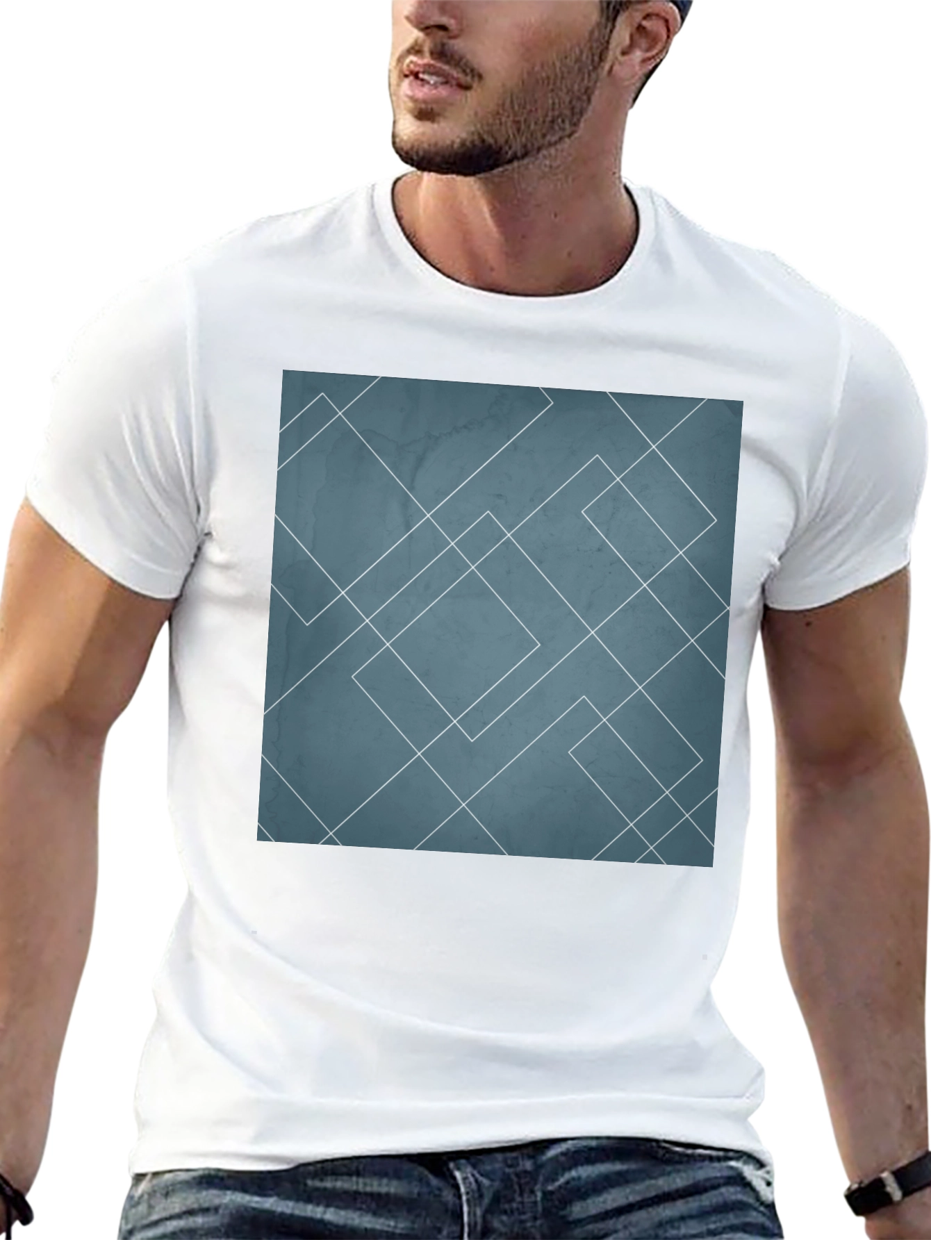 Geometric Line Art Graphic Tee - Modern Style