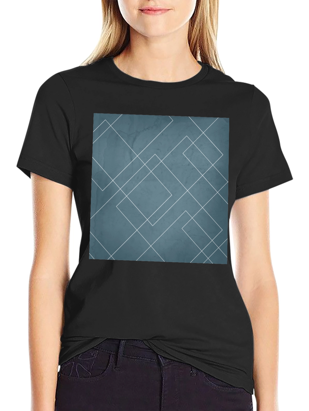 Geometric Line Art Graphic Tee - Modern Style