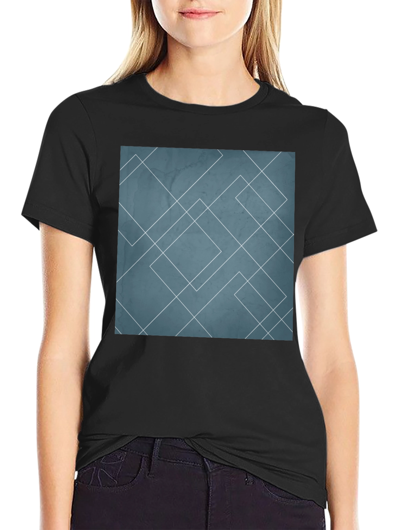 Geometric Line Art Graphic Tee - Modern Style