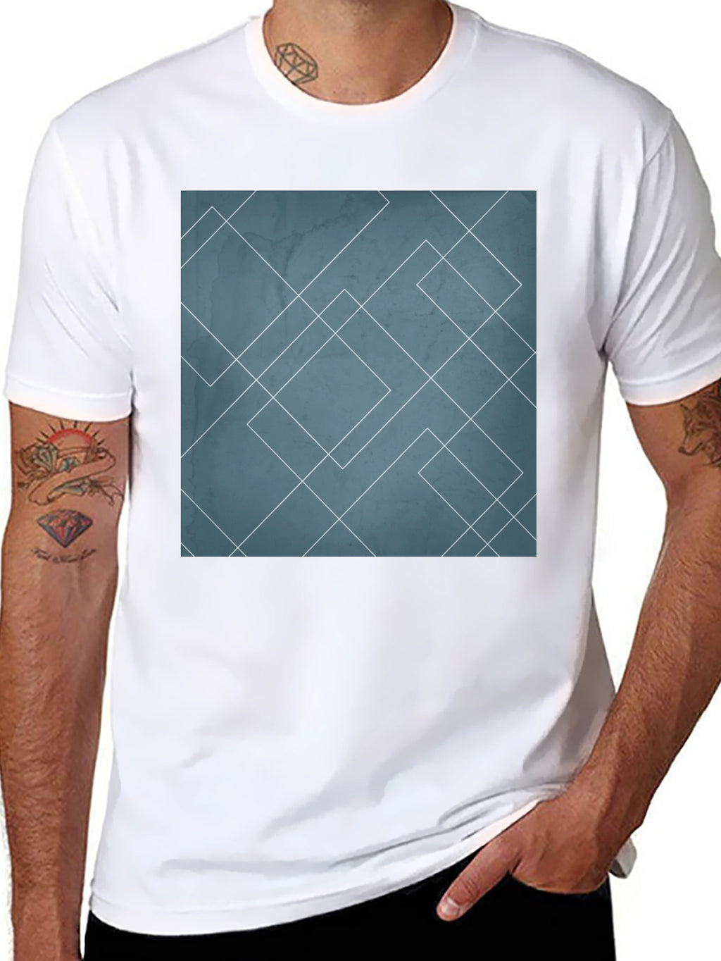 Geometric Line Art Graphic Tee - Modern Style