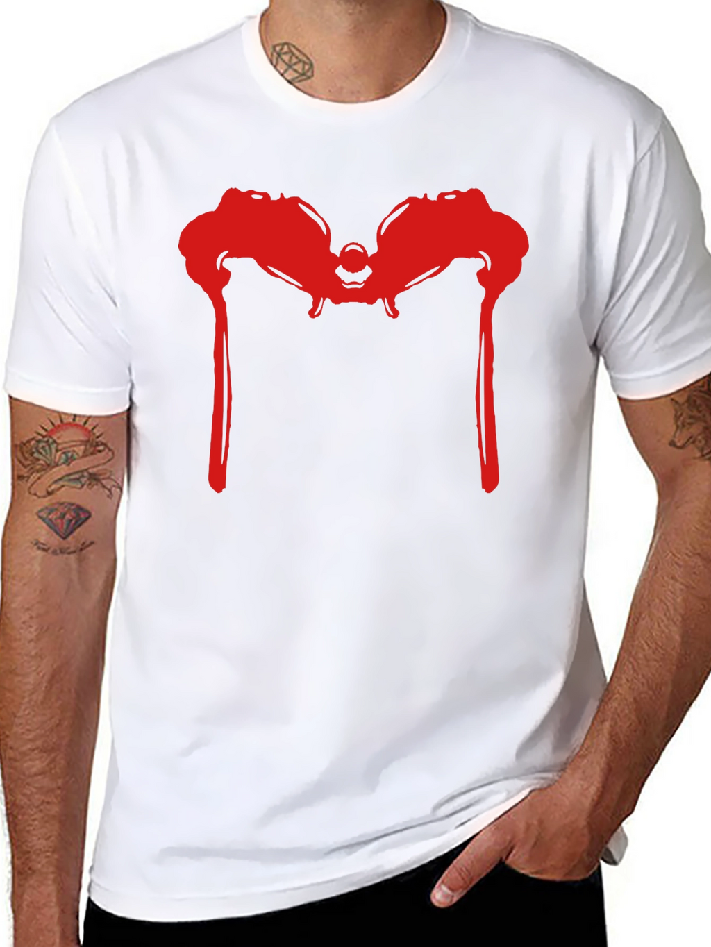 Red Dripping M Graphic Tee - Mens Black T-Shirt