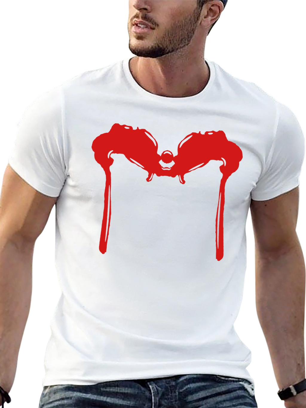 Red Dripping M Graphic Tee - Mens Black T-Shirt