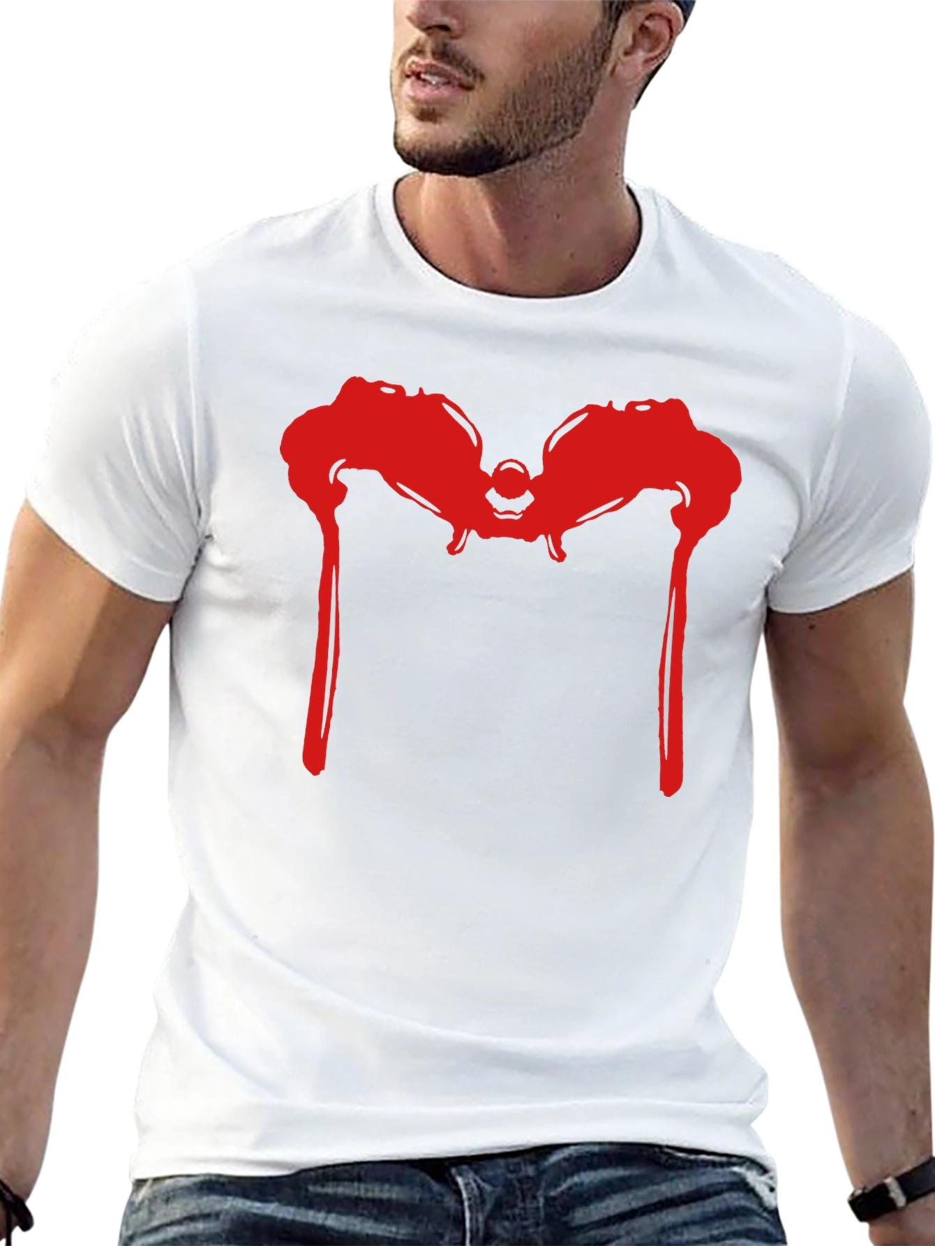 Red Dripping M Graphic Tee - Mens Black T-Shirt
