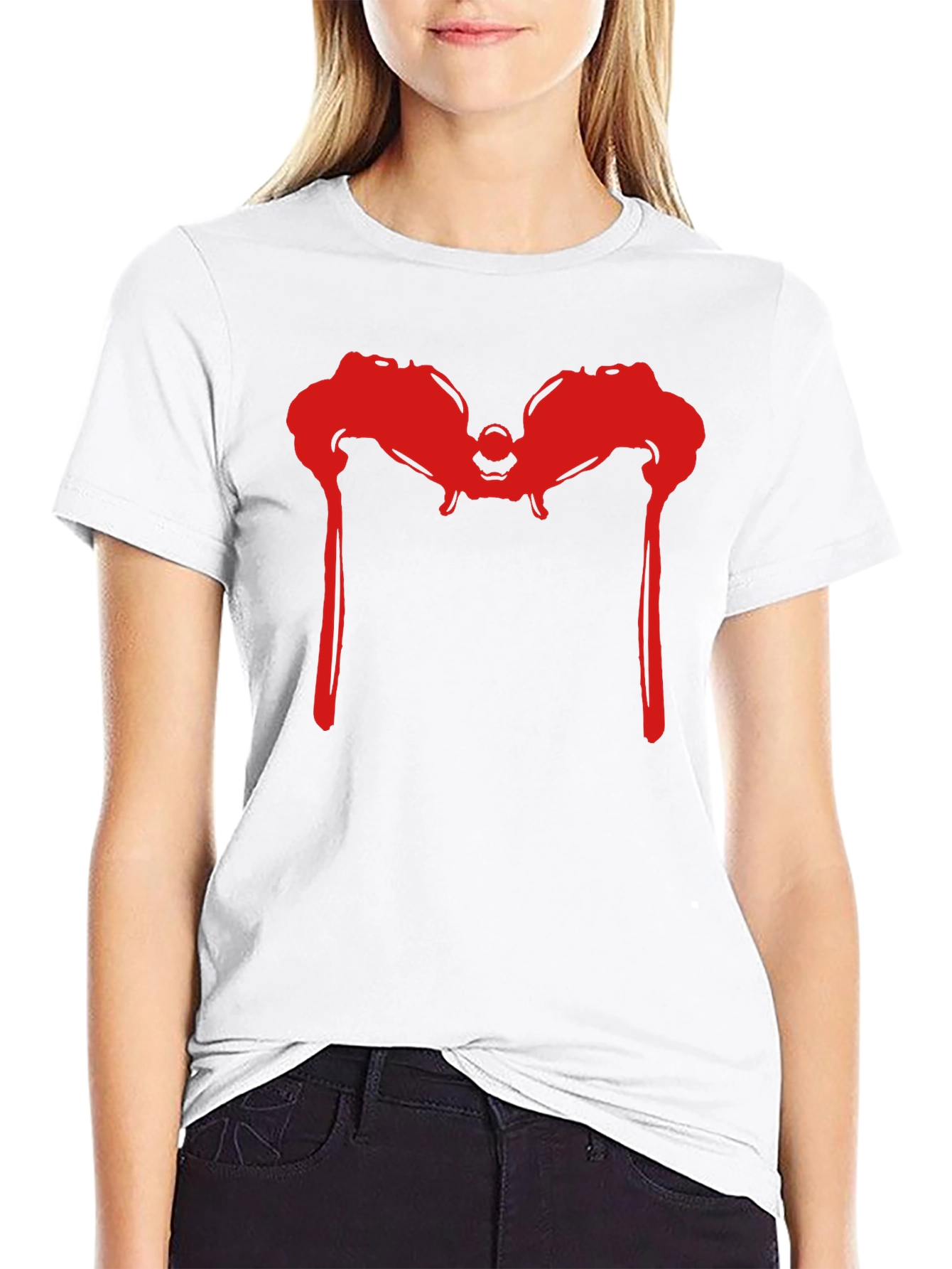 Red Dripping M Graphic Tee - Mens Black T-Shirt