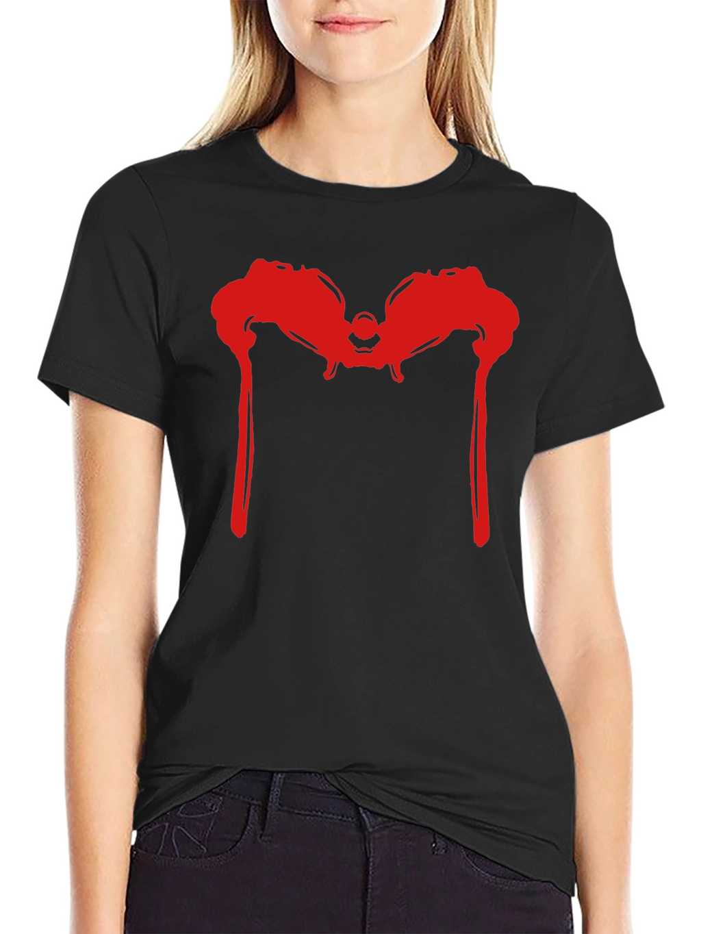 Red Dripping M Graphic Tee - Mens Black T-Shirt