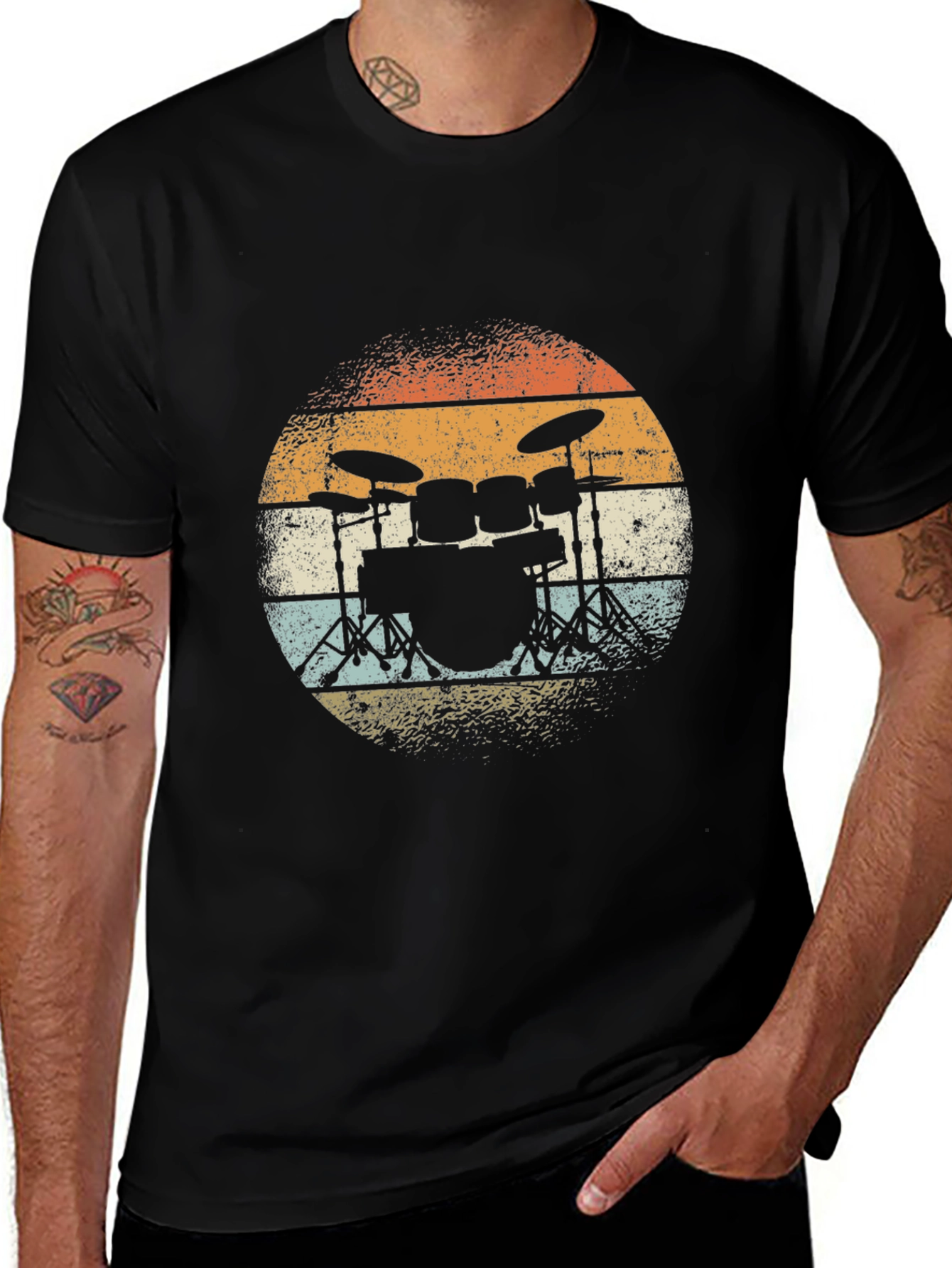 Vintage Drum Set T-Shirt - Retro Style