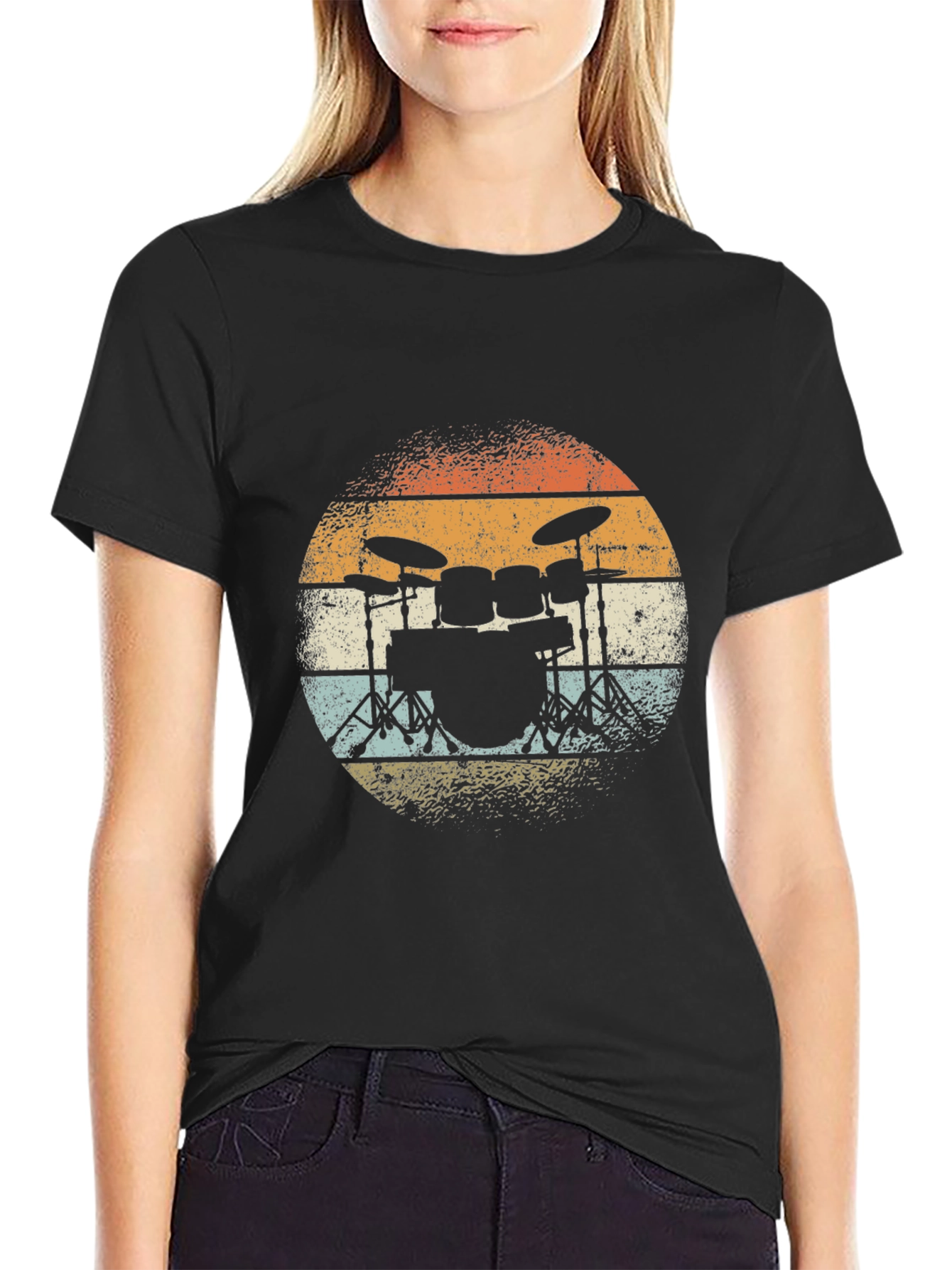 Vintage Drum Set T-Shirt - Retro Style