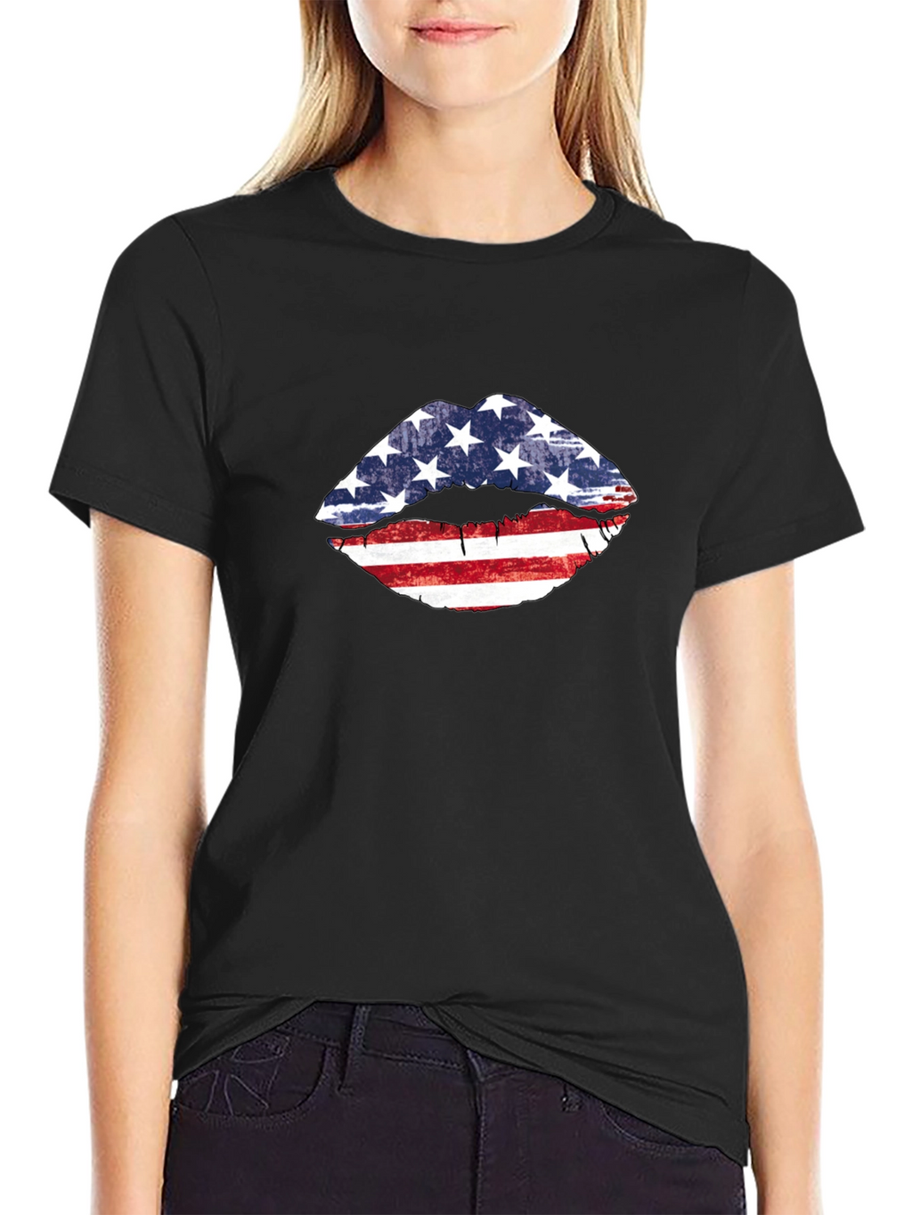 American Flag Lips Graphic T-Shirt