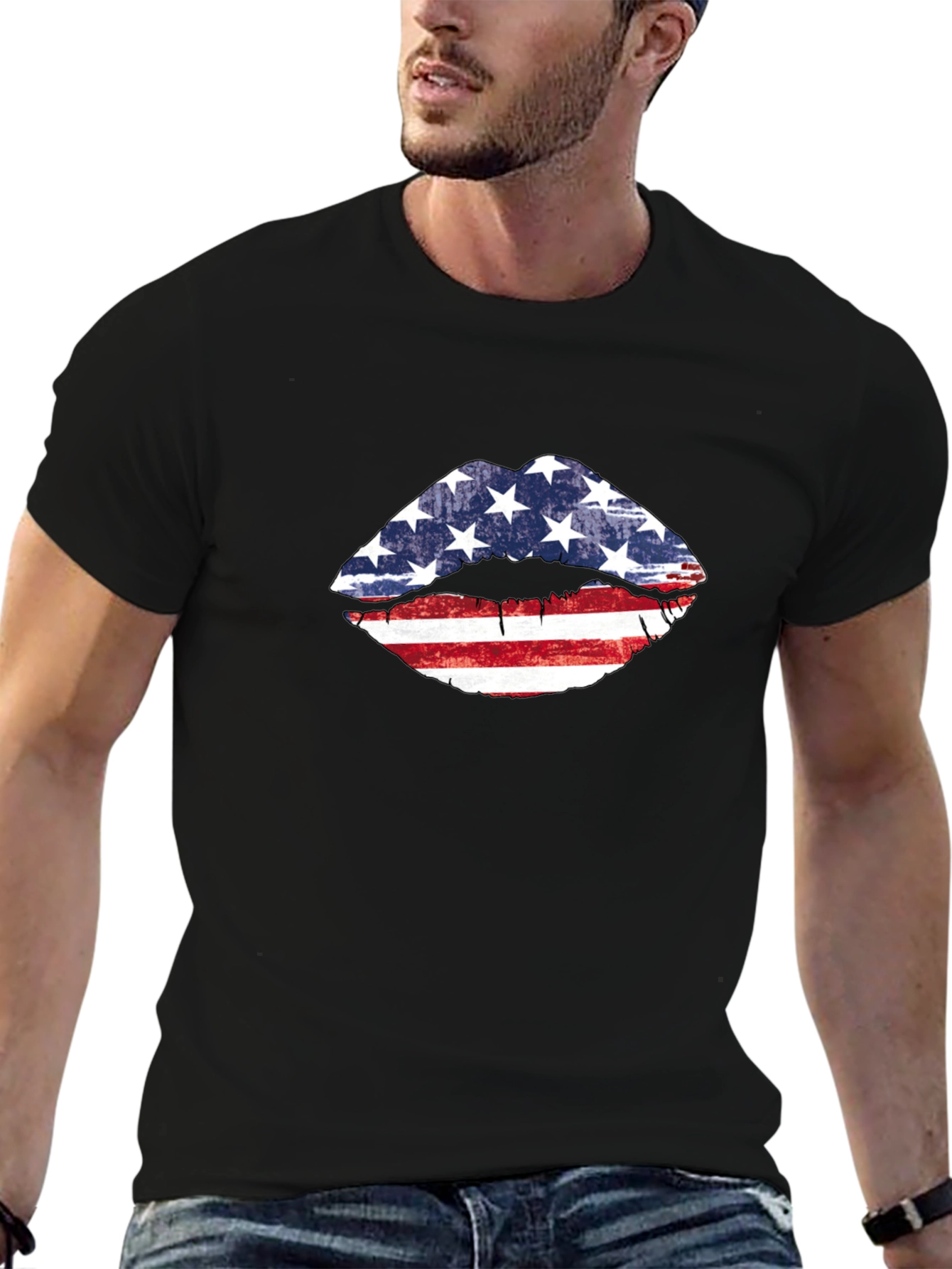 American Flag Lips Graphic T-Shirt
