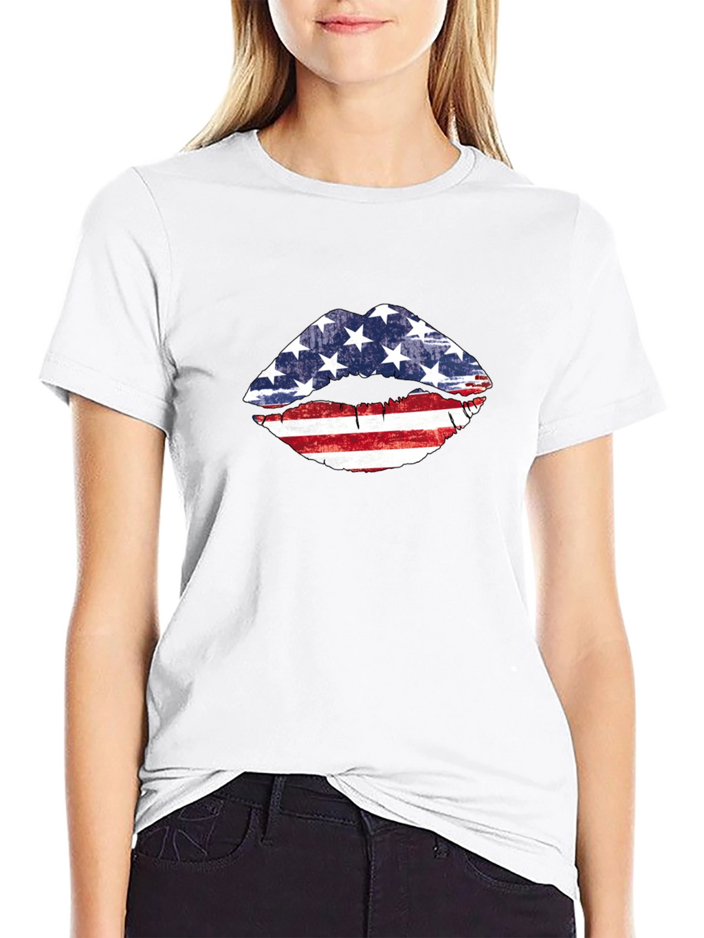 American Flag Lips Graphic T-Shirt