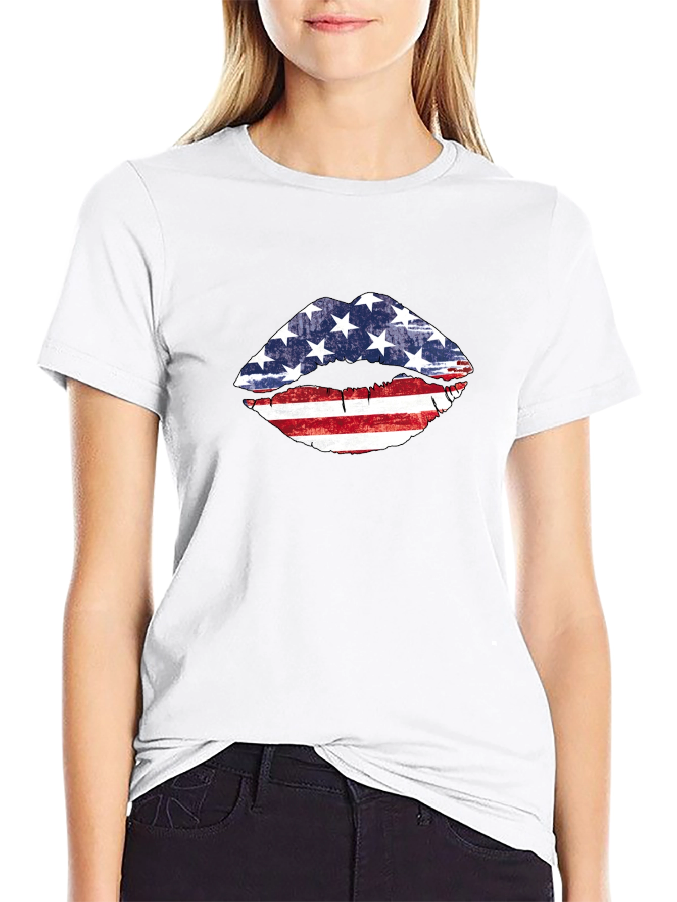 American Flag Lips Graphic T-Shirt