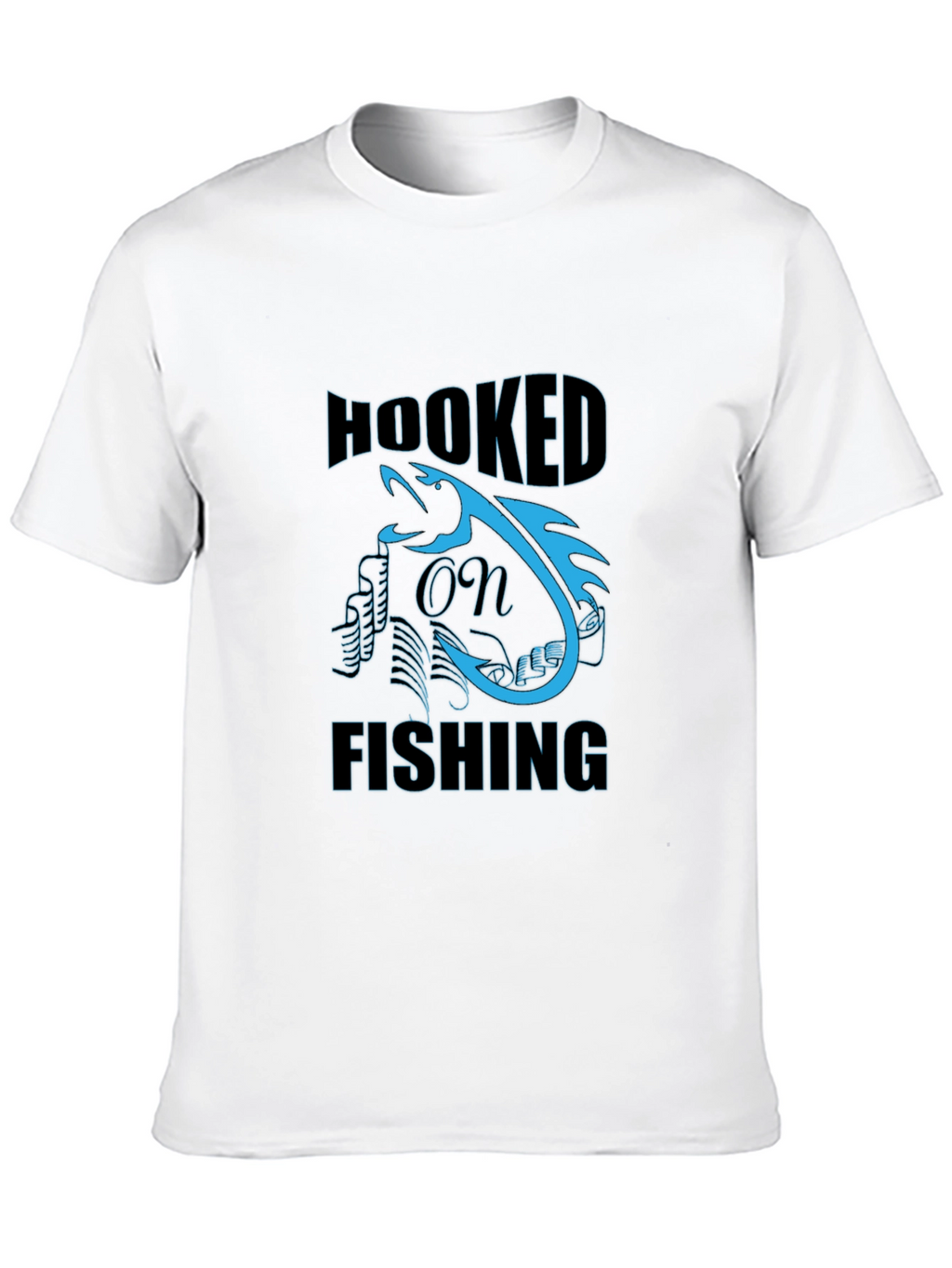 Hooked on Fishing Graphic Tee - Black Cotton T-Shirt
