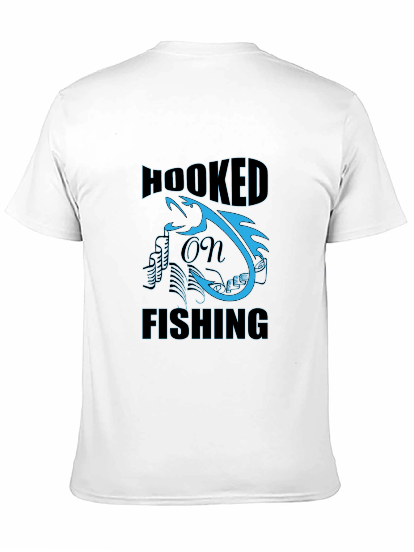 Hooked on Fishing Graphic Tee - Black Cotton T-Shirt