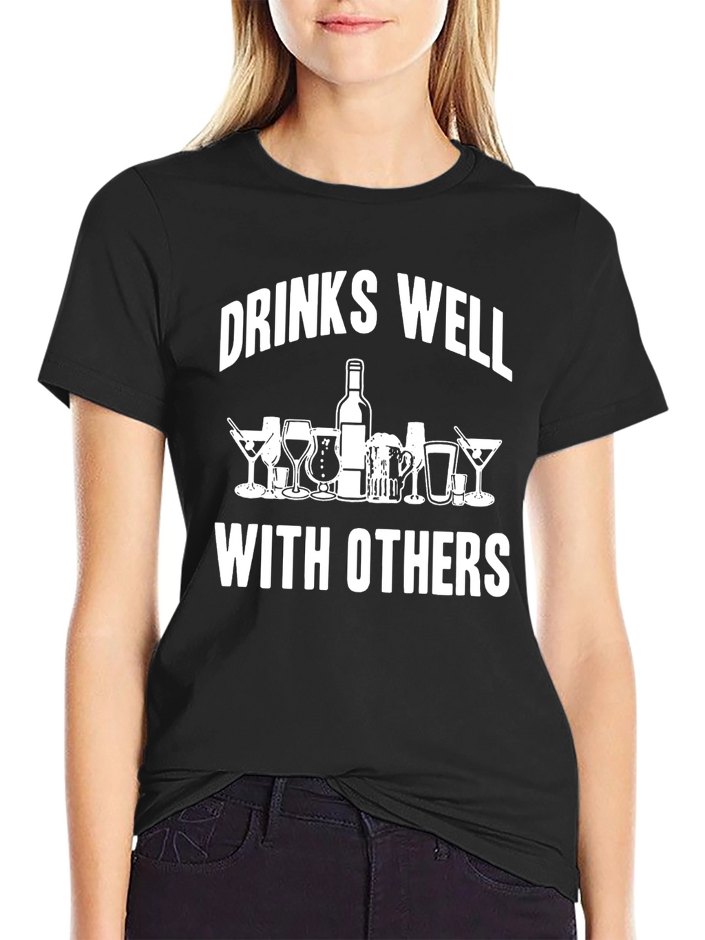 Drinks Well With Others Funny Drinking T-Shirt