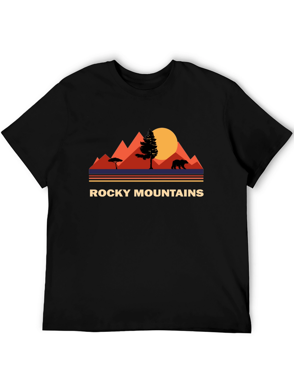 Rocky Mountains Bear Graphic Tee - Nature Adventure Shirt