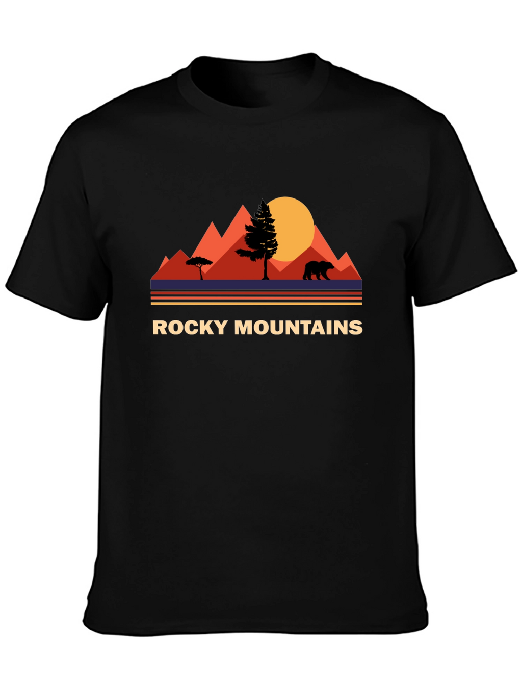Rocky Mountains Bear Graphic Tee - Nature Adventure Shirt