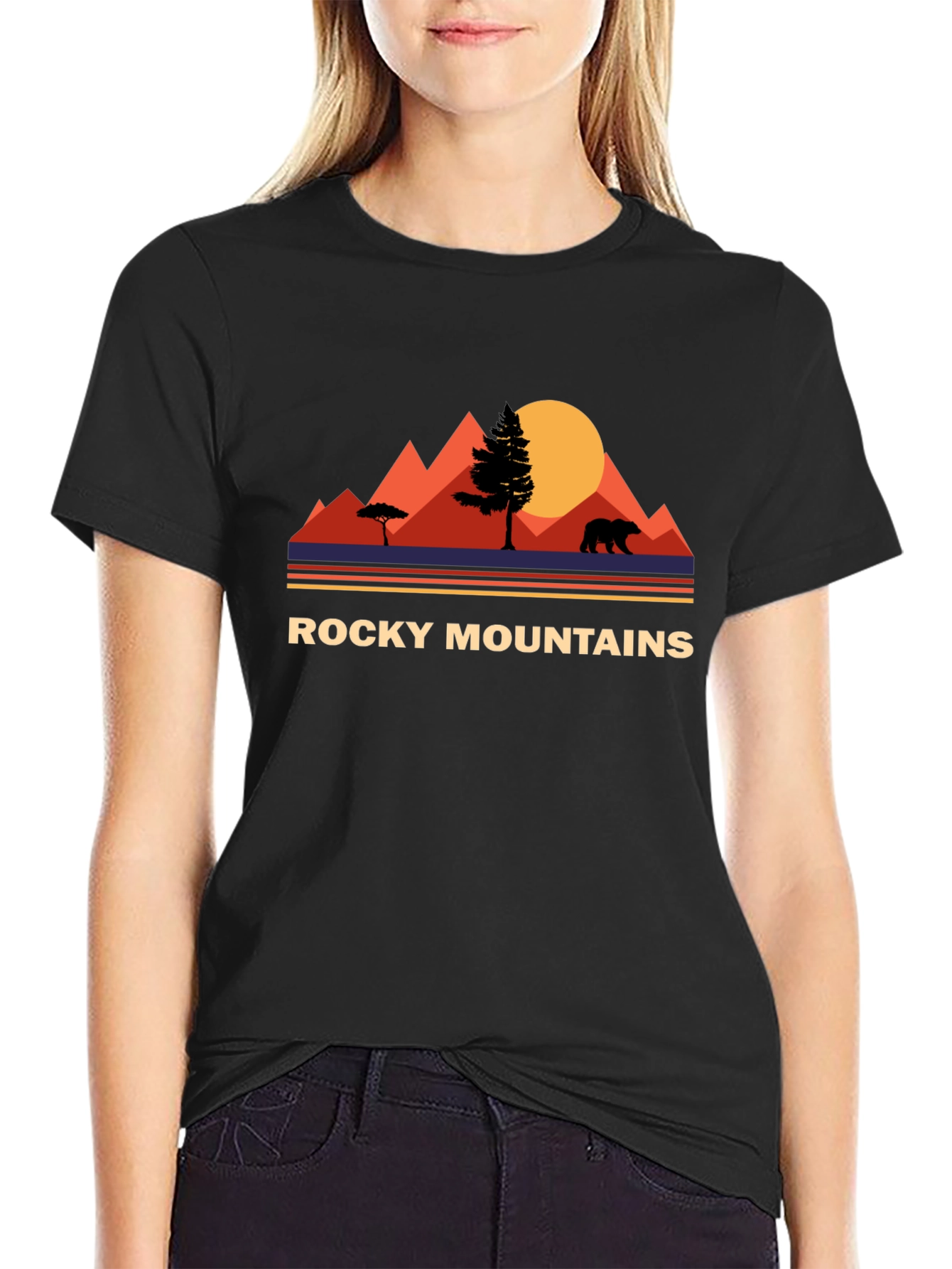 Rocky Mountains Bear Graphic Tee - Nature Adventure Shirt