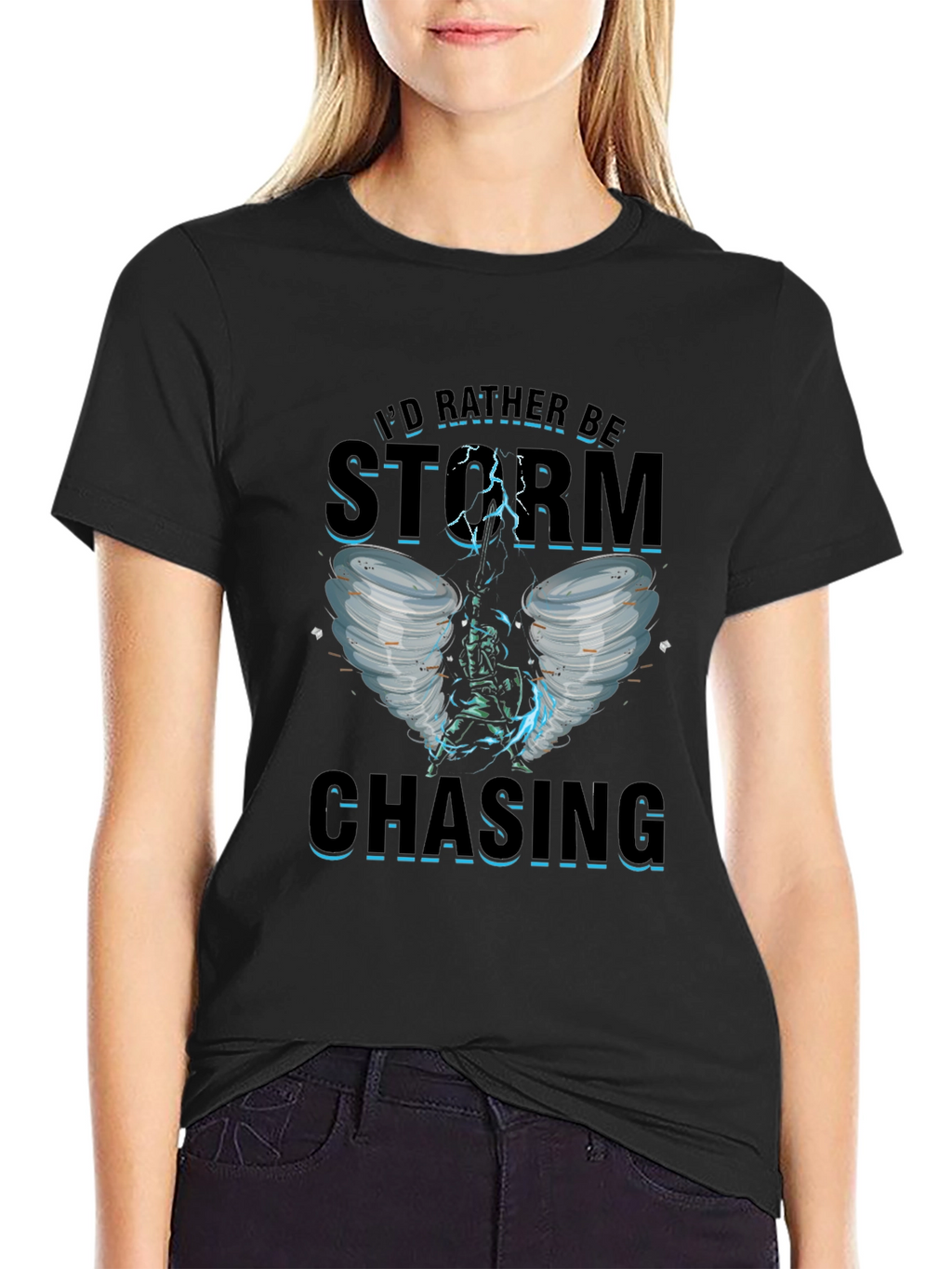 Storm Chasing Graphic Tee - Black Cotton T-Shirt