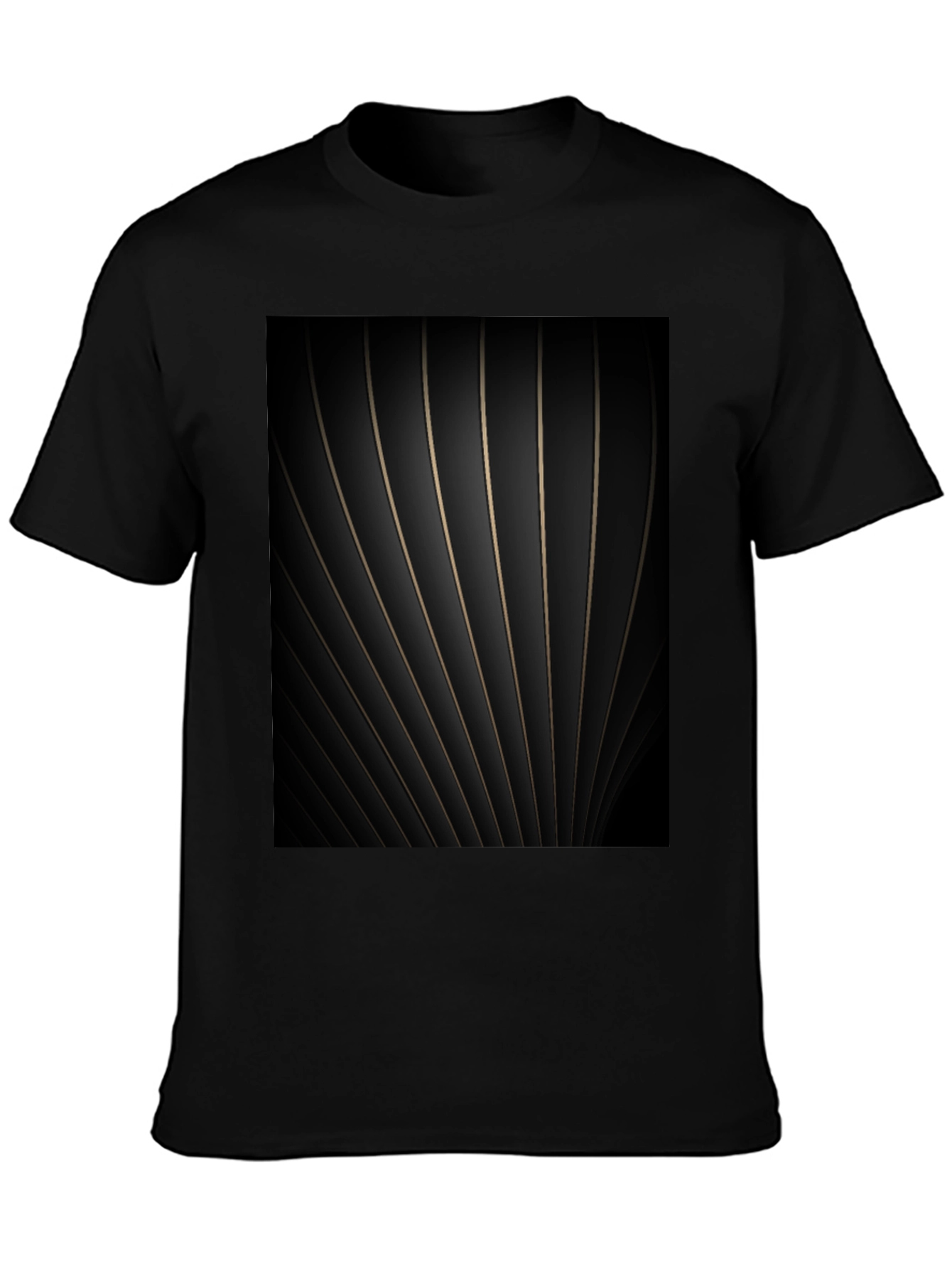 Abstract Striped Graphic Black Tee