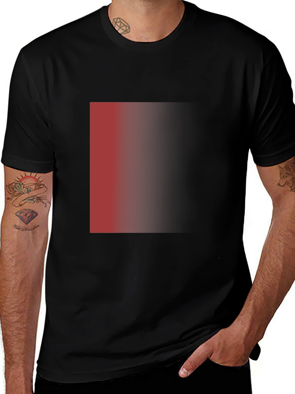 Mens Black T-Shirt with Red Gradient Design