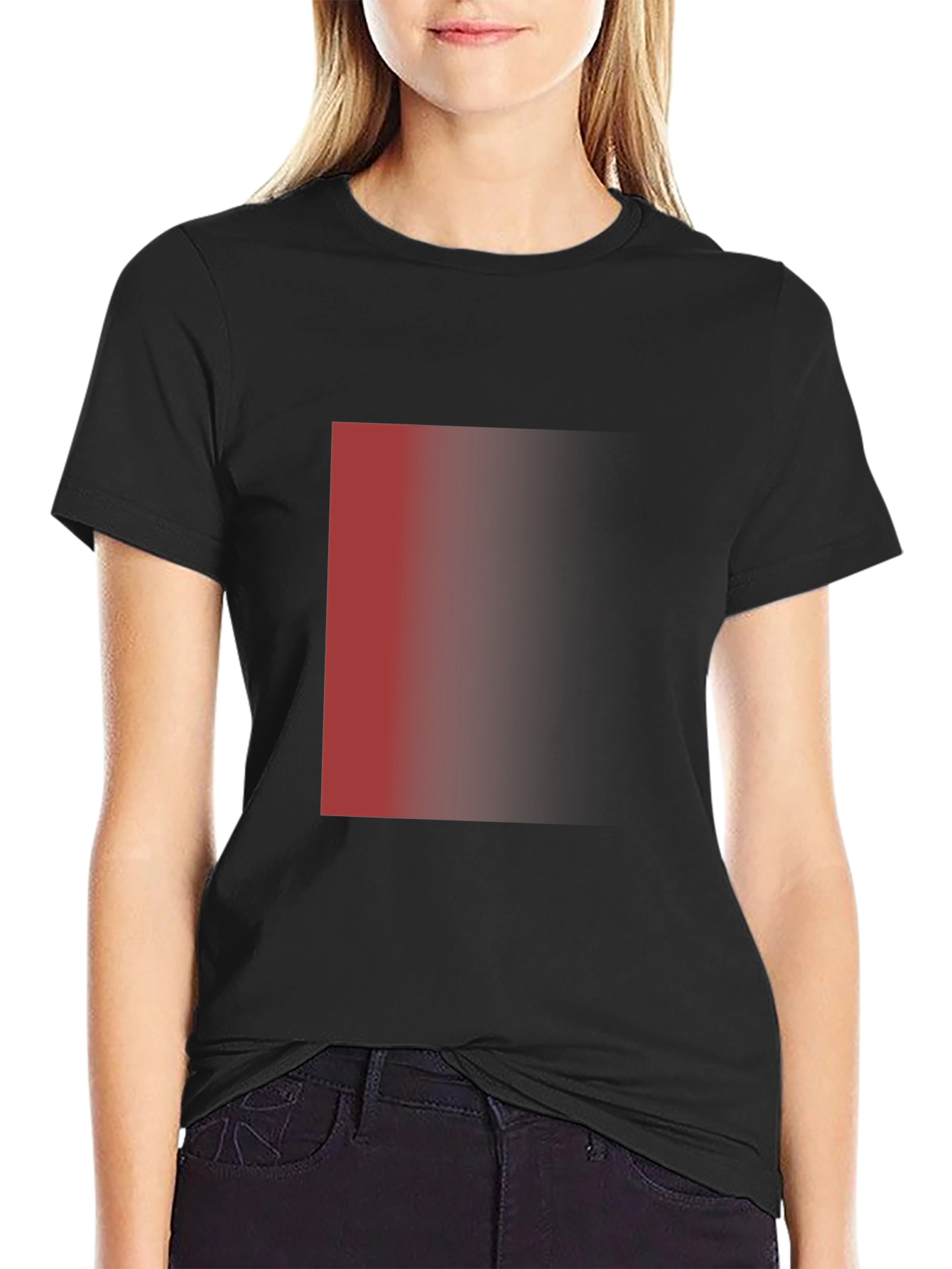 Mens Black T-Shirt with Red Gradient Design
