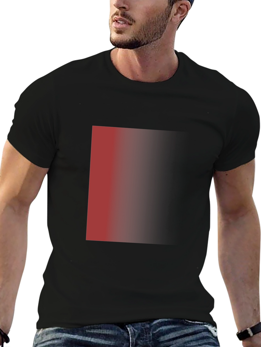 Mens Black T-Shirt with Red Gradient Design