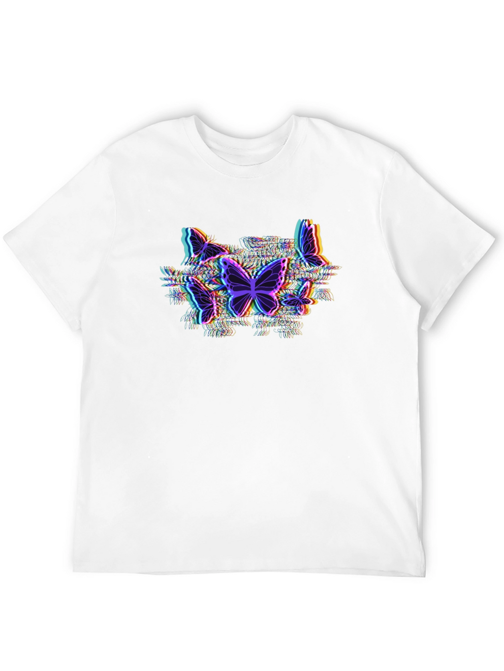 Butterfly Glitch Graphic Tee - Black Cotton T-Shirt