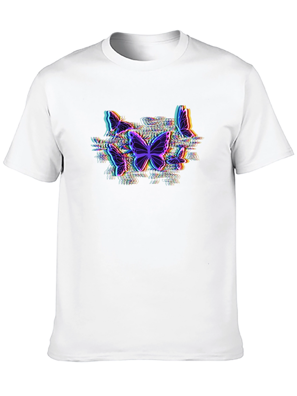 Butterfly Glitch Graphic Tee - Black Cotton T-Shirt