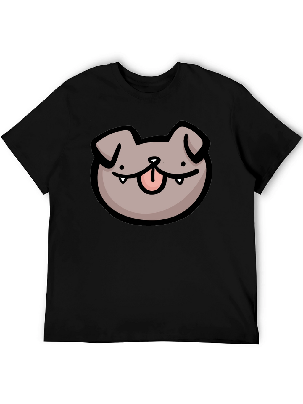 Dog Face Cartoon Black T-Shirt