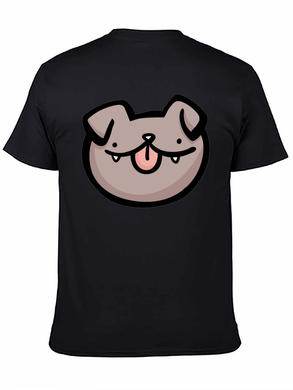 Dog Face Cartoon Black T-Shirt