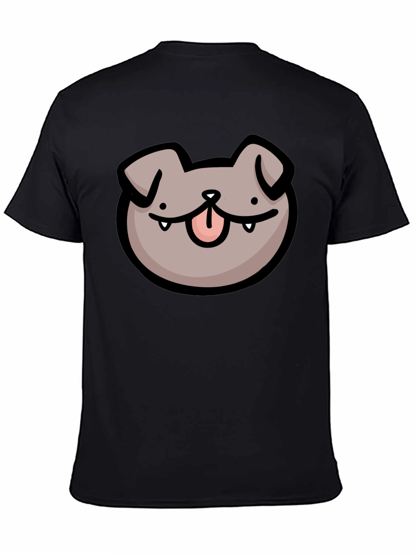 Dog Face Cartoon Black T-Shirt