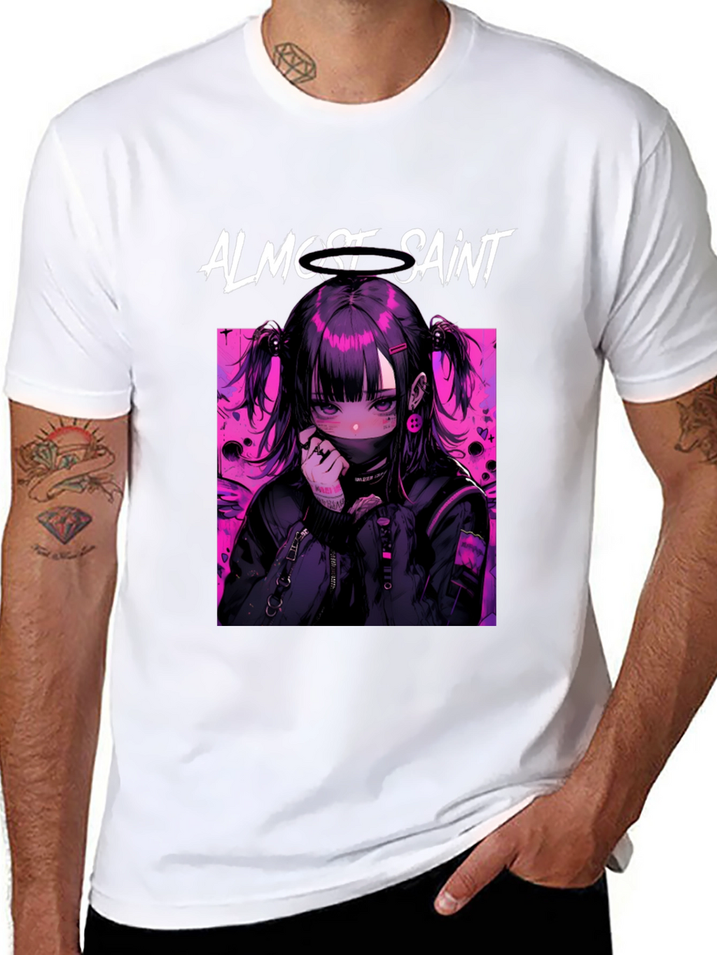 Almost Saint Anime Graphic Tee - Black