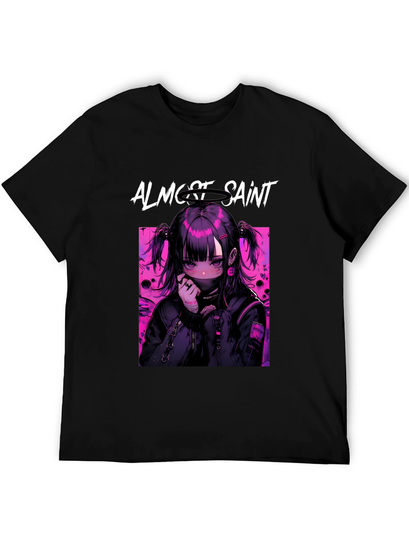 Almost Saint Anime Graphic Tee - Black