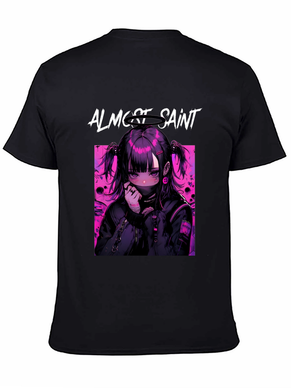 Almost Saint Anime Graphic Tee - Black