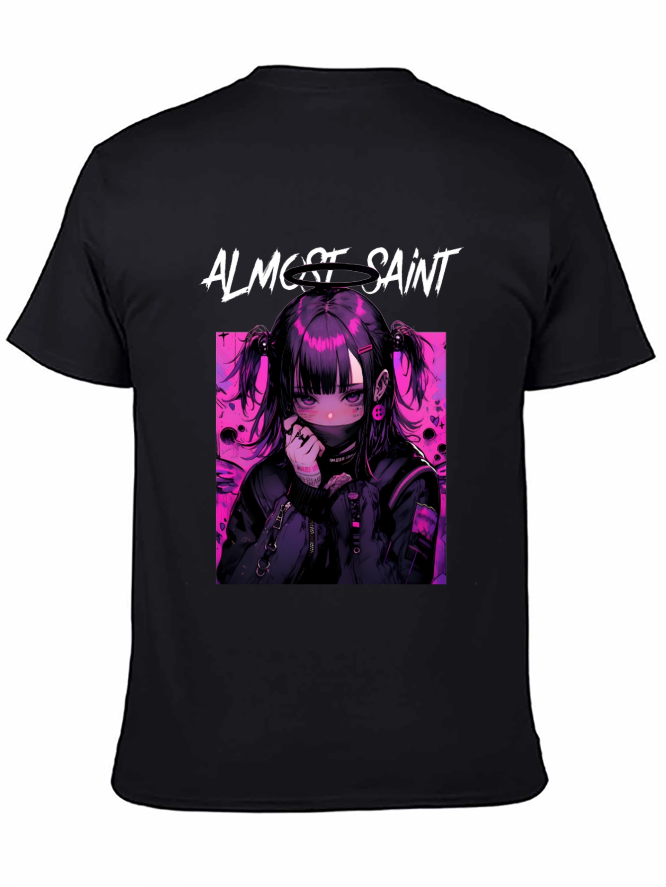 Almost Saint Anime Graphic Tee - Black