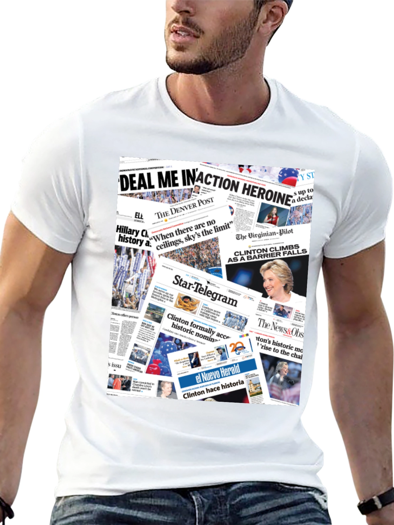Newspaper Print Graphic Tee - Political Statement T-Shirt