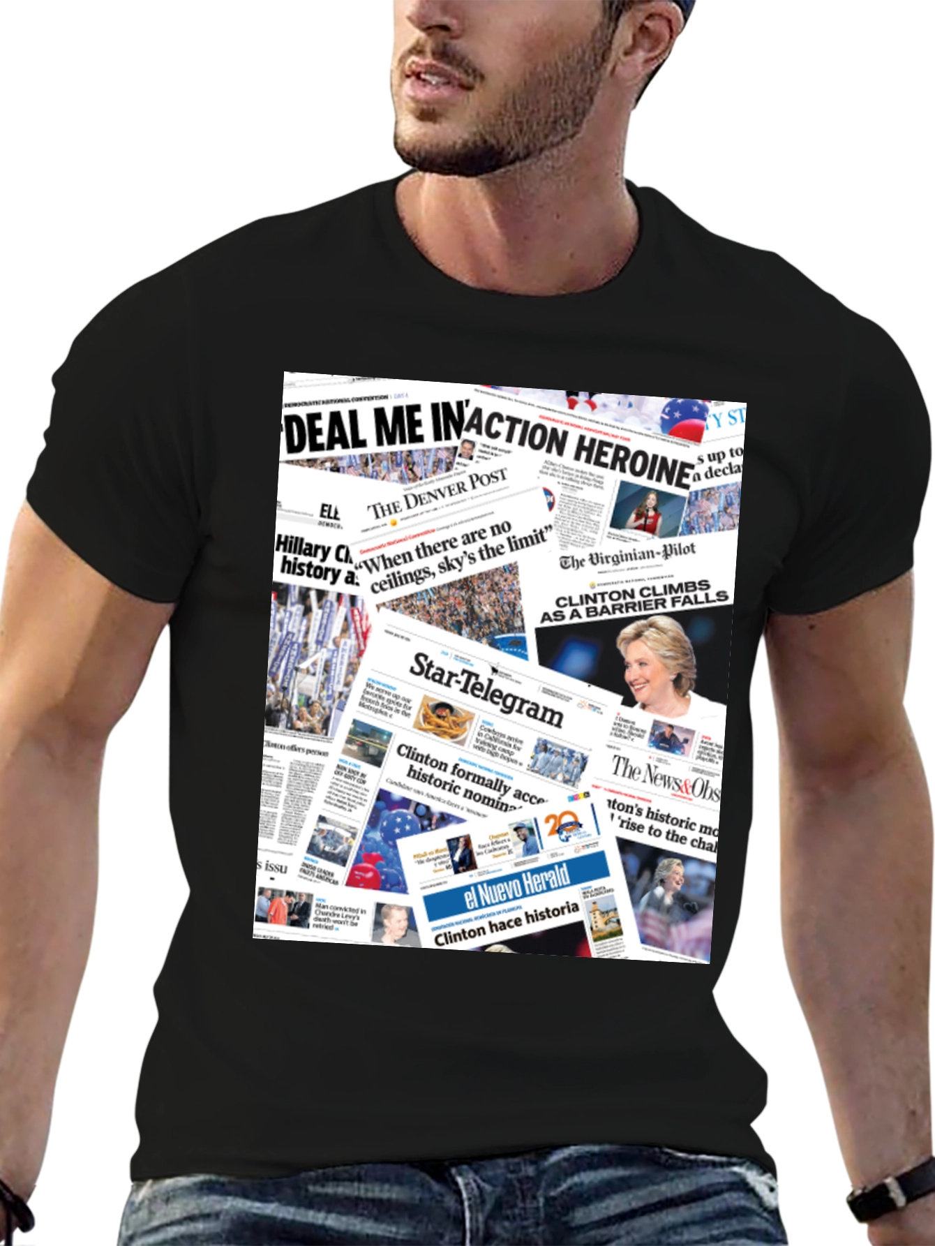Newspaper Print Graphic Tee - Political Statement T-Shirt