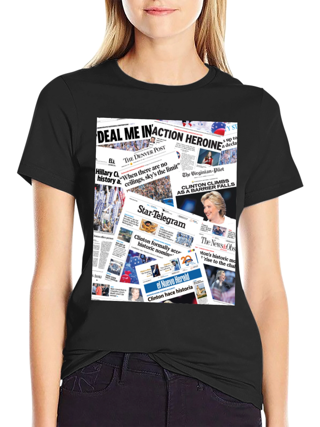 Newspaper Print Graphic Tee - Political Statement T-Shirt