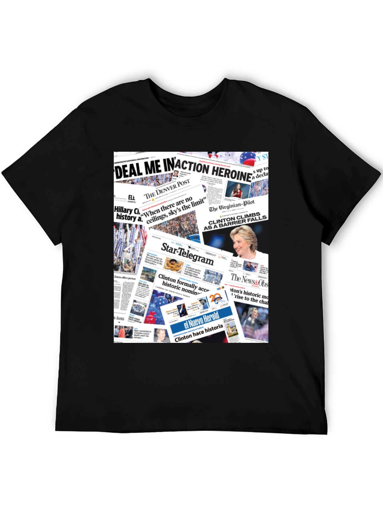 Newspaper Print Graphic Tee - Political Statement T-Shirt