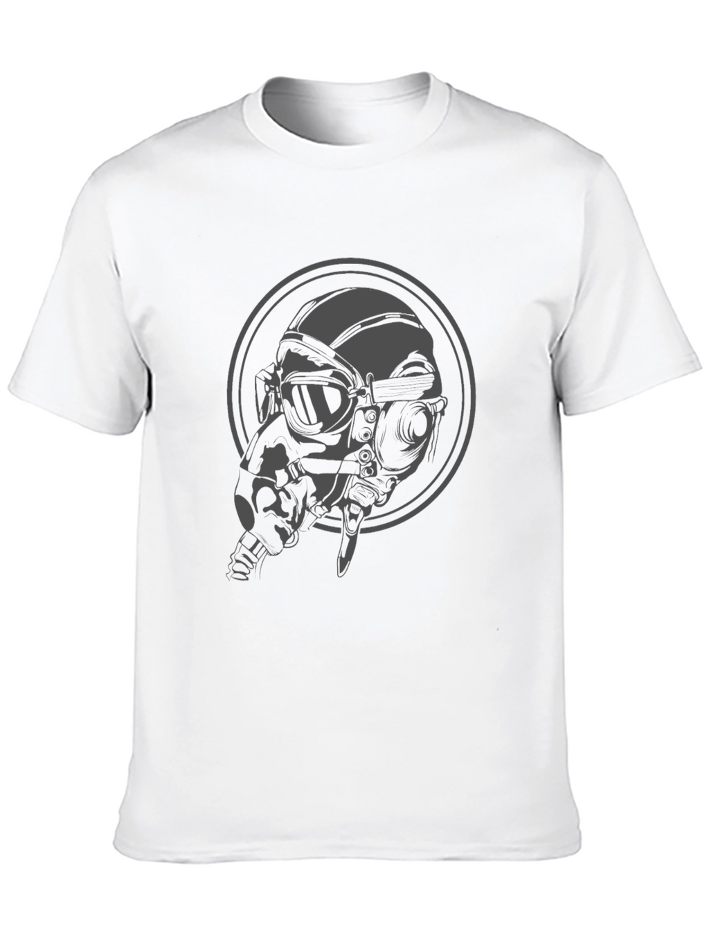 Steampunk Pilot Graphic Tee - Black Cotton T-Shirt