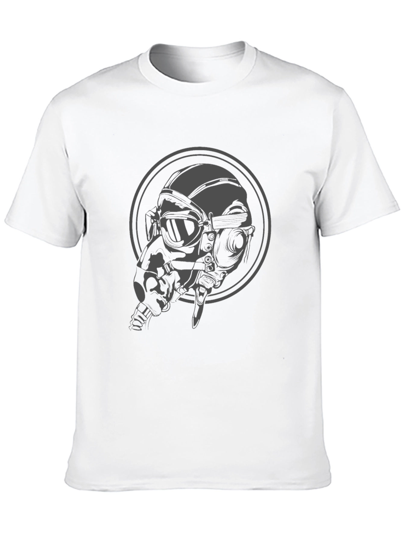 Steampunk Pilot Graphic Tee - Black Cotton T-Shirt