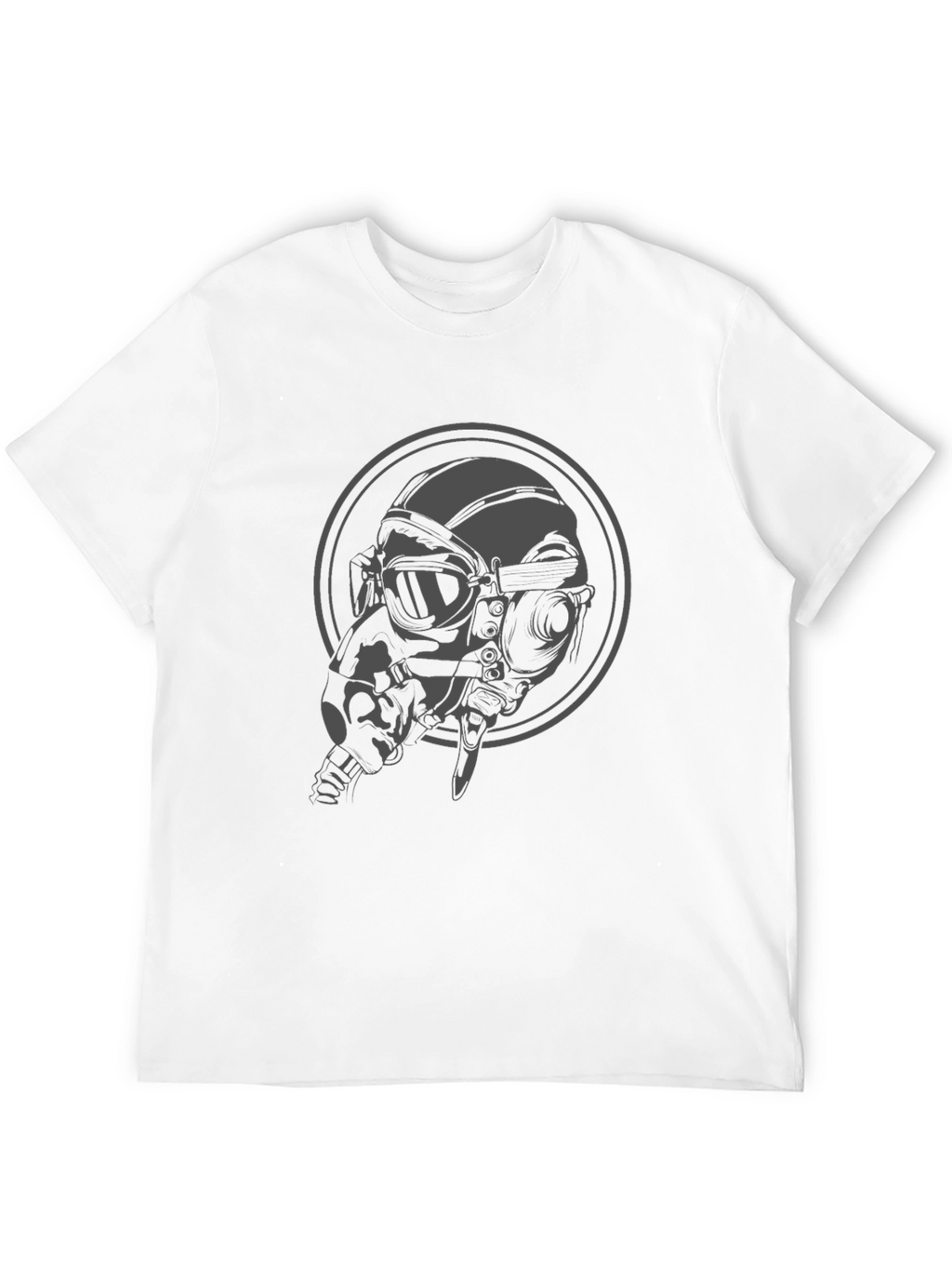 Steampunk Pilot Graphic Tee - Black Cotton T-Shirt